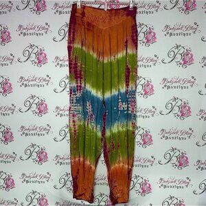 Pants hippie free size one size fits all tie dye baggy jogger ombré pink orange